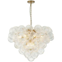 (OpenBox) Glam Brass Cluster Ribbed Glass Globe Bubble Chandelier