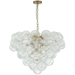 (OpenBox) Glam Brass Cluster Ribbed Glass Globe Bubble Chandelier