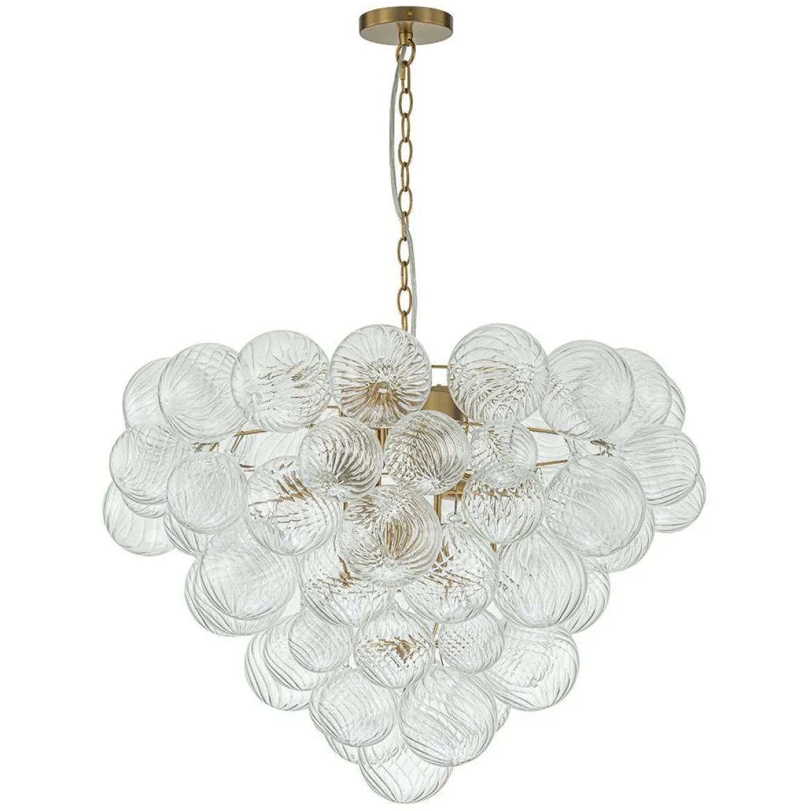 (OpenBox) Glam Brass Cluster Ribbed Glass Globe Bubble Chandelier