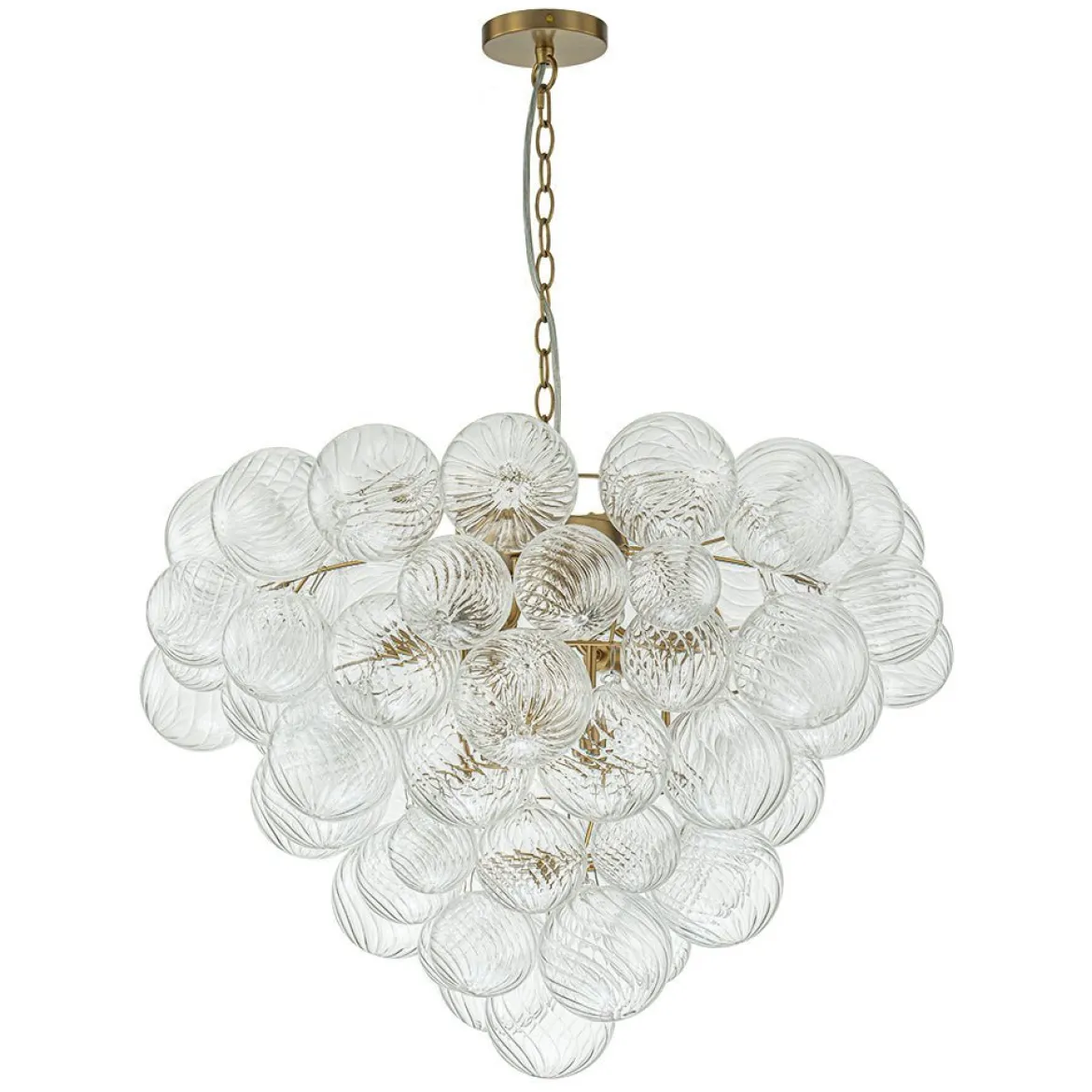 (OpenBox) Glam Brass Cluster Ribbed Glass Globe Bubble Chandelier