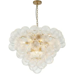 (OpenBox) Glam Brass Cluster Ribbed Glass Globe Bubble Chandelier