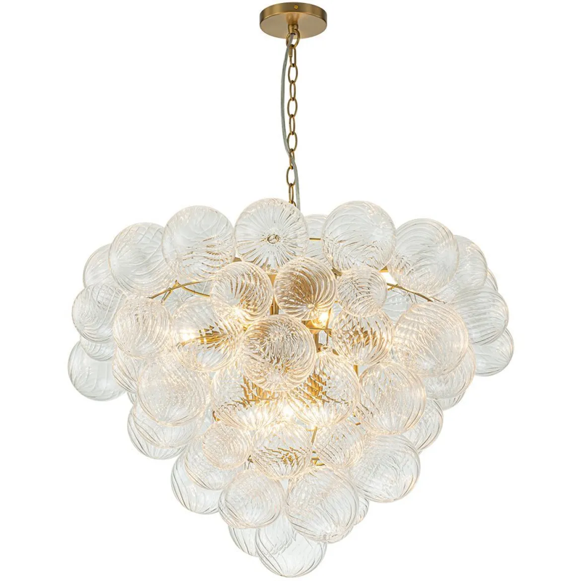 (OpenBox) Glam Brass Cluster Ribbed Glass Globe Bubble Chandelier