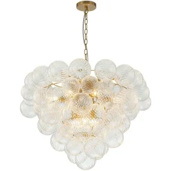 (OpenBox) Glam Brass Cluster Ribbed Glass Globe Bubble Chandelier