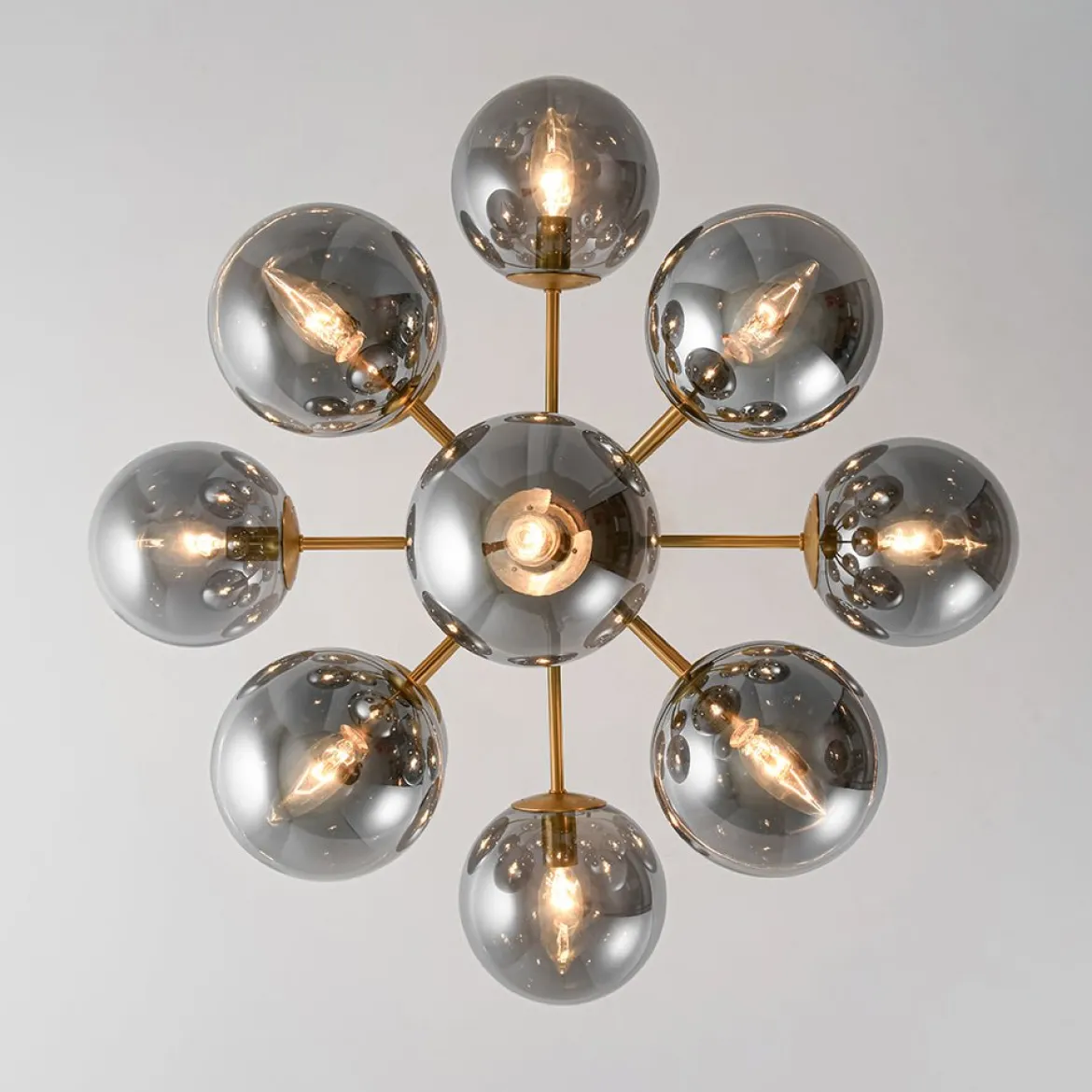 (OpenBox) Glam Dark Pearl Sputnik Smoked Glass Bubble Chandelier Light Fixture
