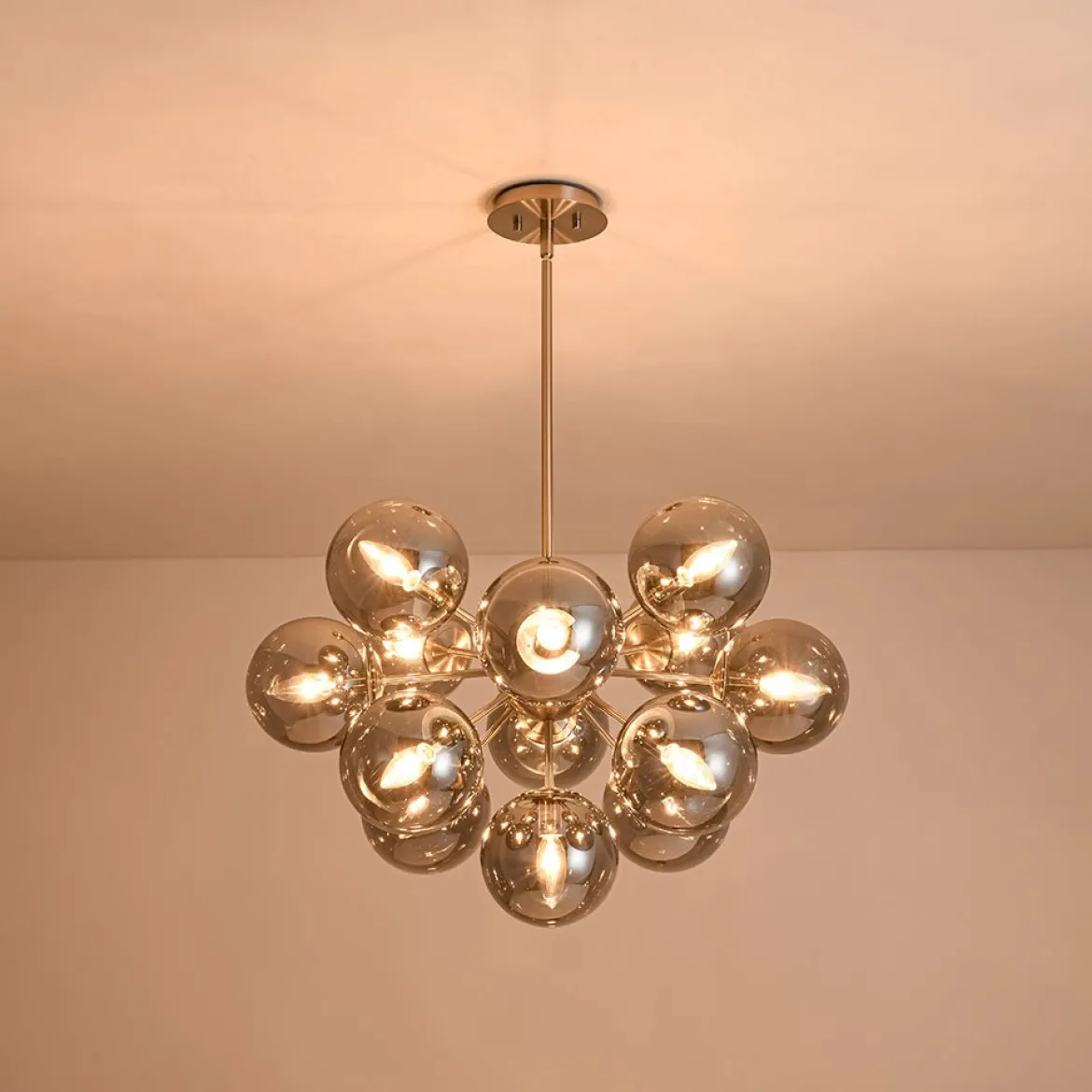 (OpenBox) Glam Dark Pearl Sputnik Smoked Glass Bubble Chandelier Light Fixture