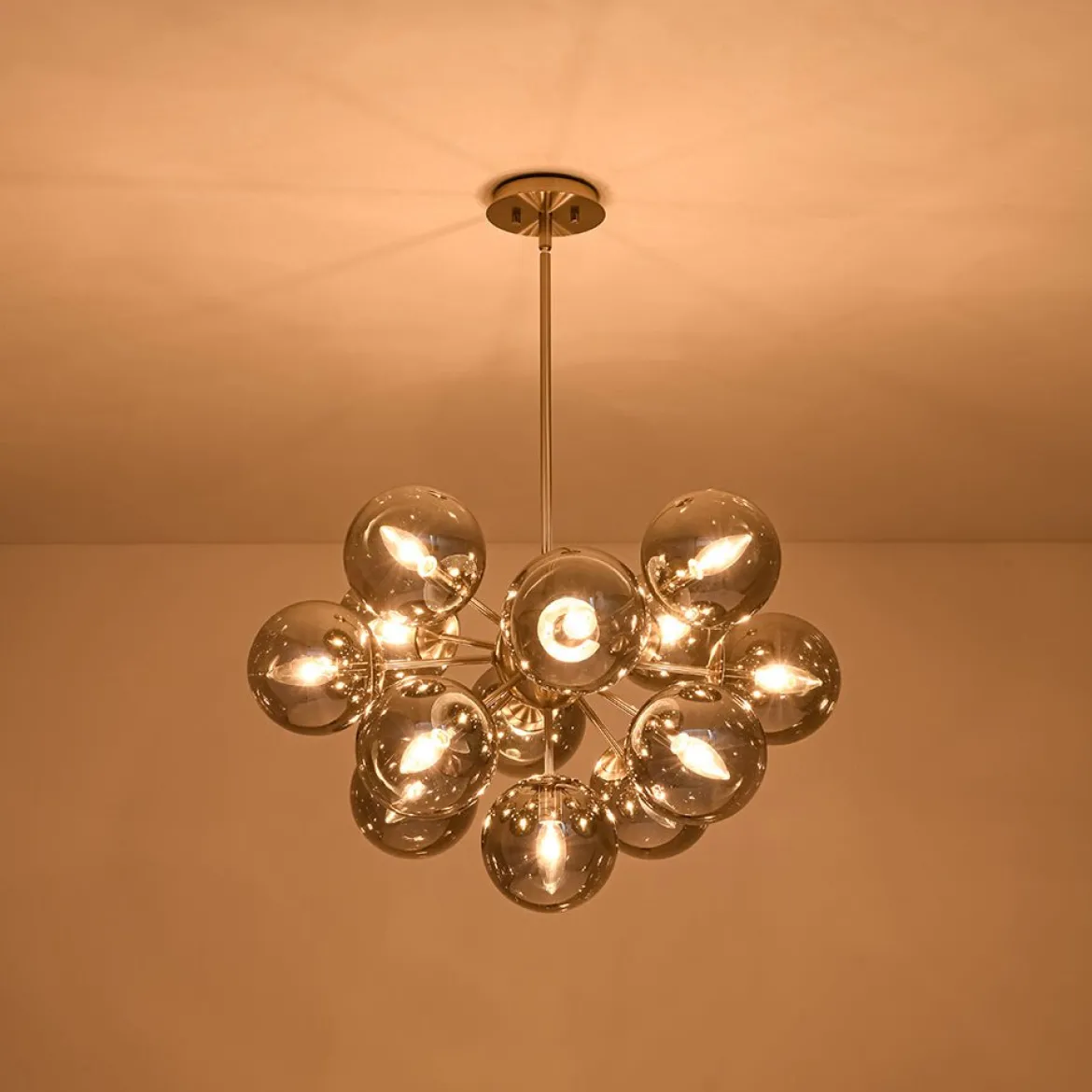 (OpenBox) Glam Dark Pearl Sputnik Smoked Glass Bubble Chandelier Light Fixture