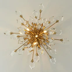 (OpenBox) 4-Light Bloom Crystal Leaf Semi Flush Mount Light