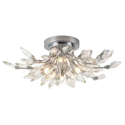 (OpenBox) 4-Light Bloom Crystal Leaf Semi Flush Mount Light