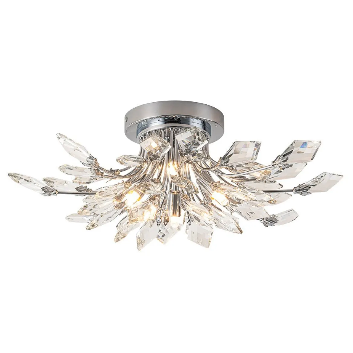 (OpenBox) 4-Light Bloom Crystal Leaf Semi Flush Mount Light