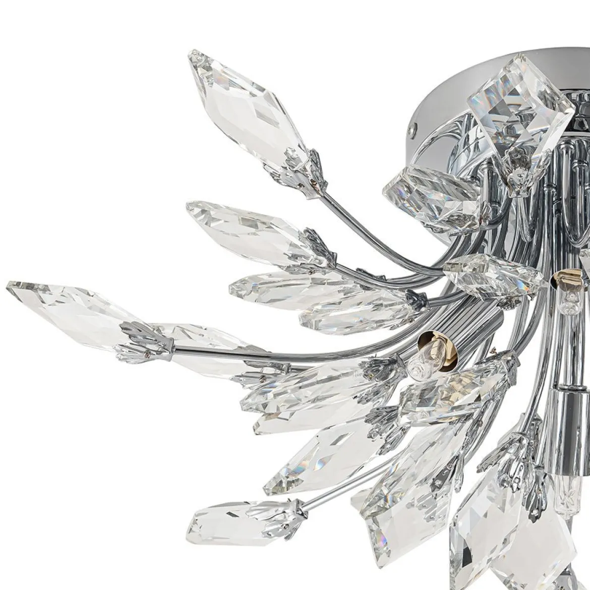 (OpenBox) 4-Light Bloom Crystal Leaf Semi Flush Mount Light