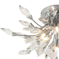 (OpenBox) 4-Light Bloom Crystal Leaf Semi Flush Mount Light