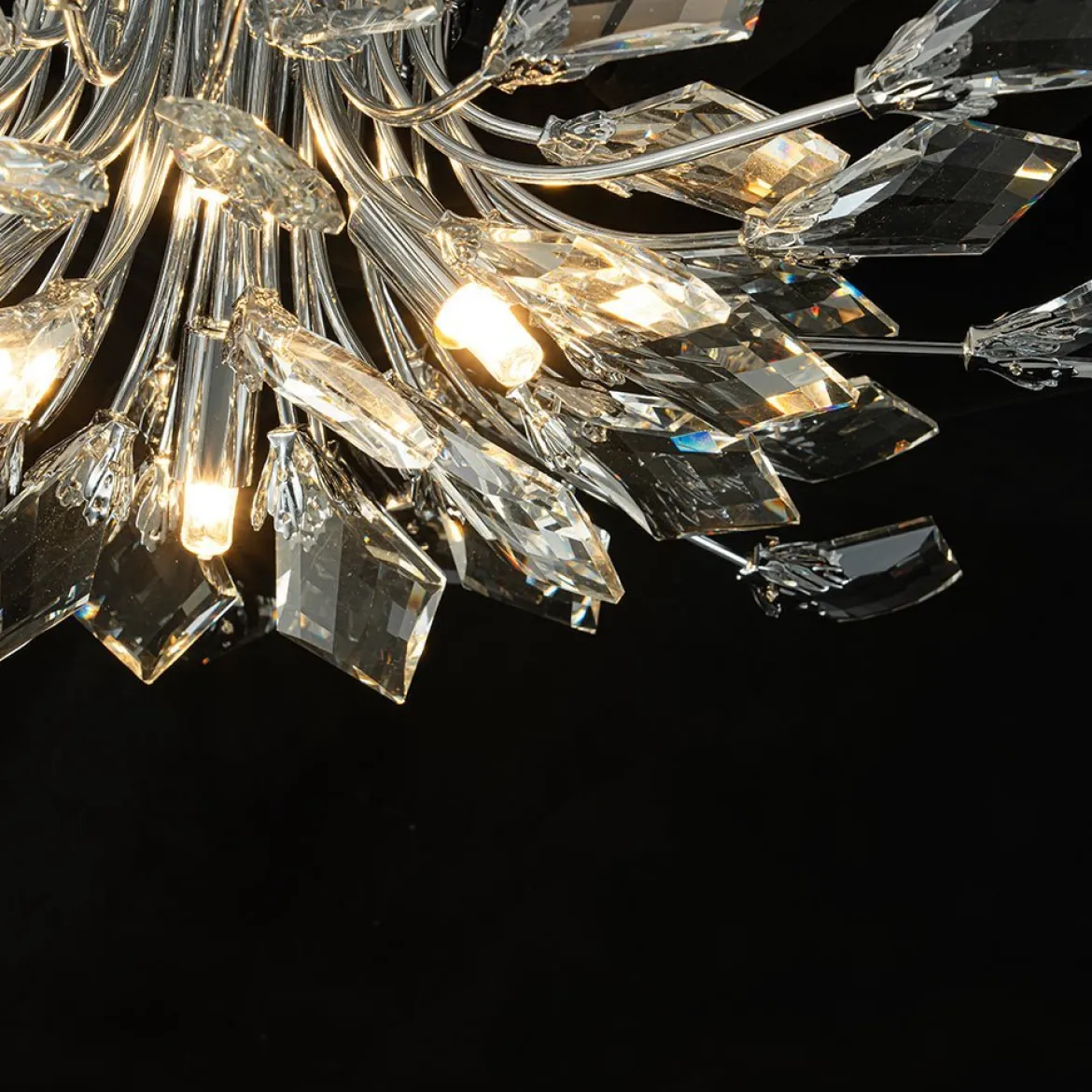 (OpenBox) 4-Light Bloom Crystal Leaf Semi Flush Mount Light