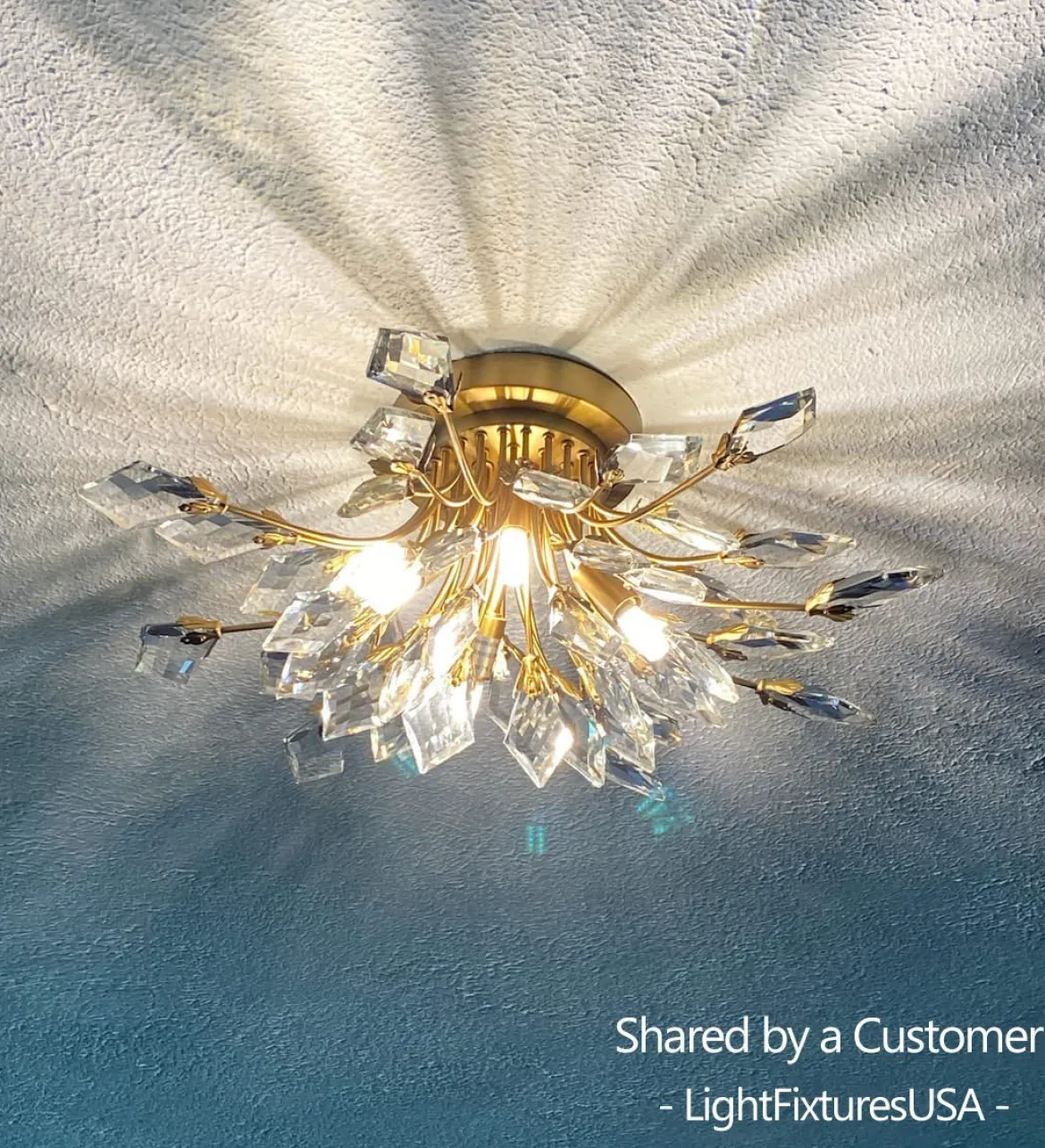 (OpenBox) 4-Light Bloom Crystal Leaf Semi Flush Mount Light