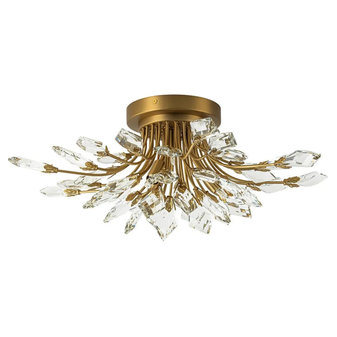 (OpenBox) 4-Light Bloom Crystal Leaf Semi Flush Mount Light