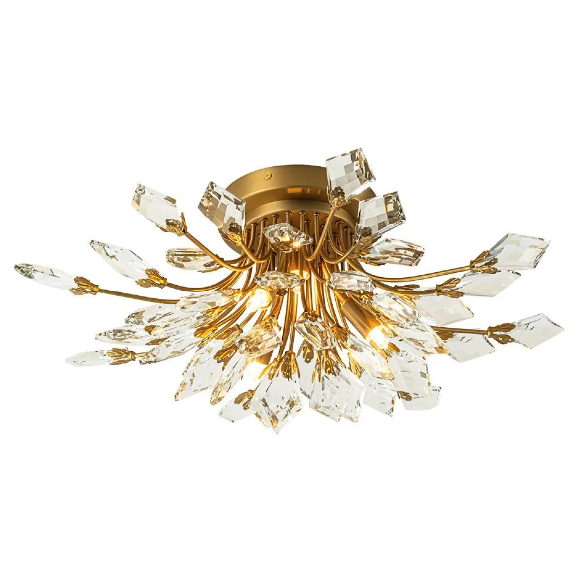 (OpenBox) 4-Light Bloom Crystal Leaf Semi Flush Mount Light