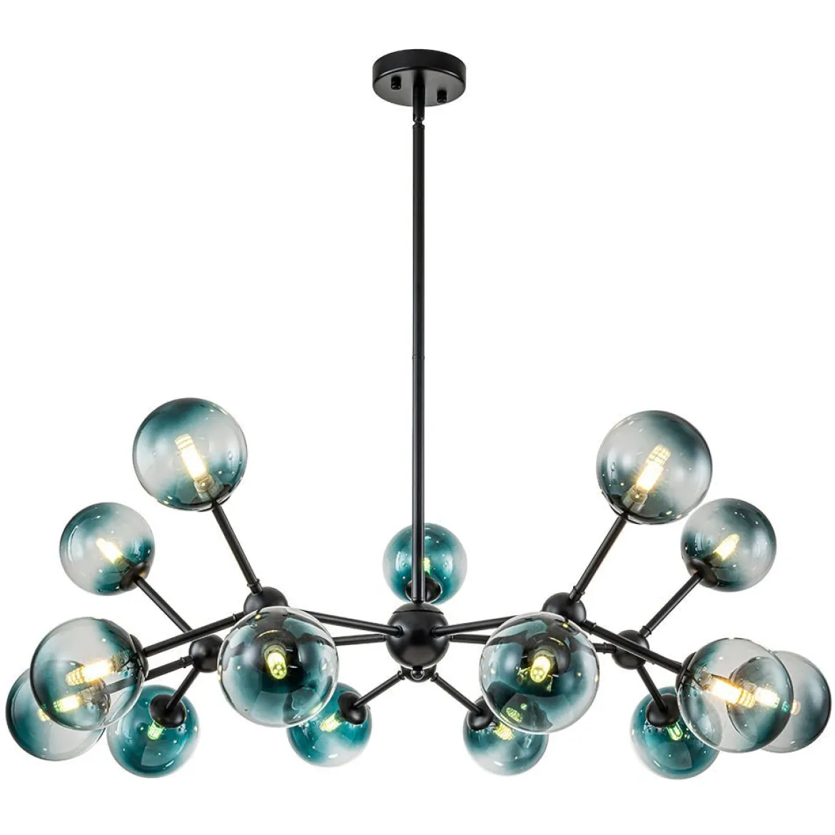 (OpenBox) 15-Light Blue Glass Globe Bubble Sputnik Branch Chandelier