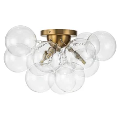 (OpenBox) 3-Light Brass Cluster Clear Glass Globe Bubble Ceiling Light