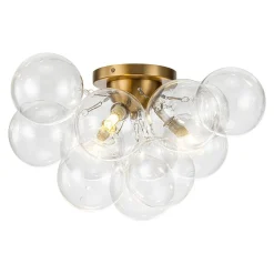 (OpenBox) 3-Light Brass Cluster Clear Glass Globe Bubble Ceiling Light