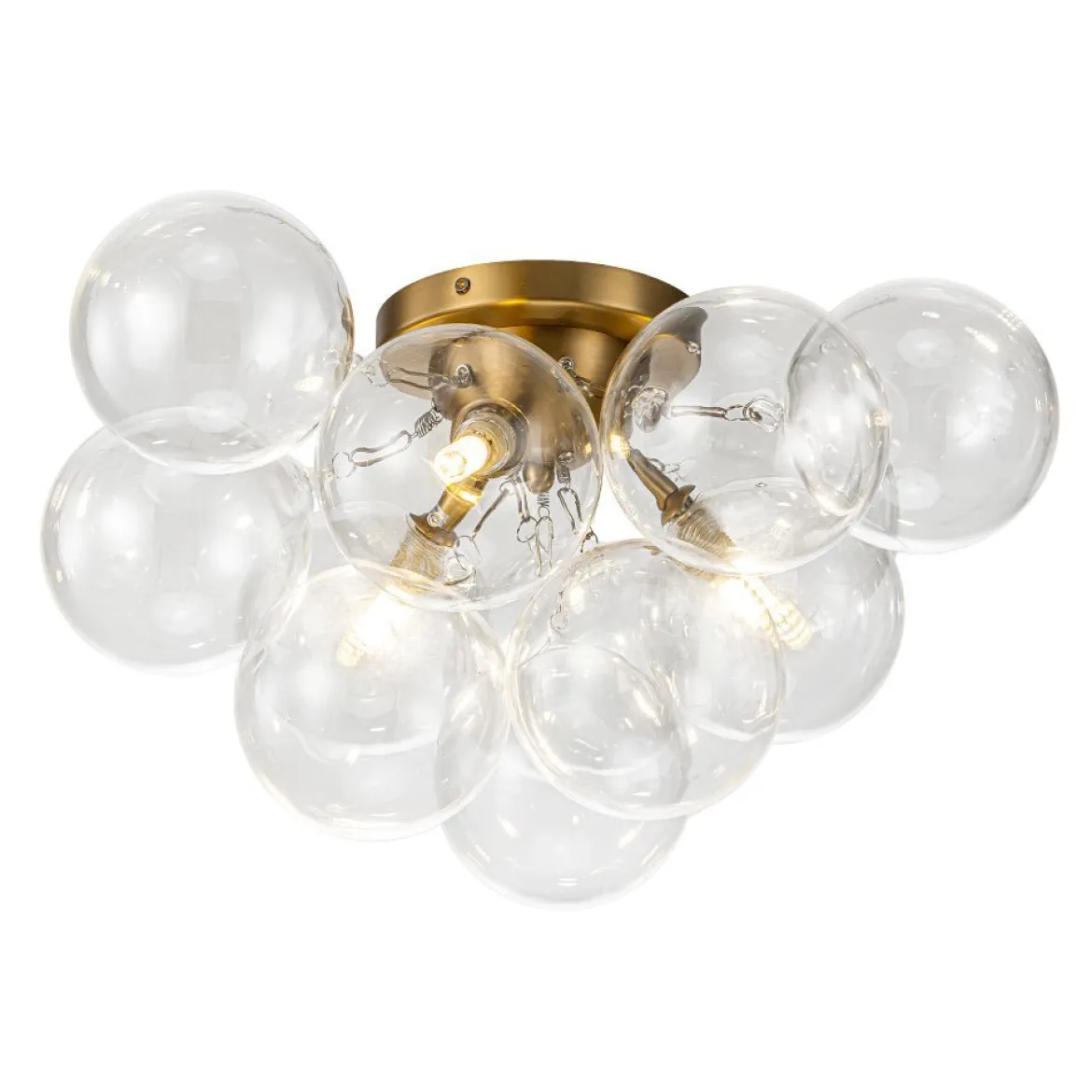 (OpenBox) 3-Light Brass Cluster Clear Glass Globe Bubble Ceiling Light