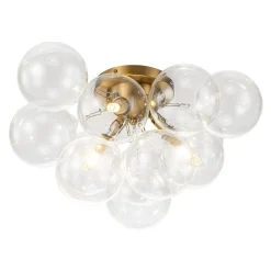 (OpenBox) 3-Light Brass Cluster Clear Glass Globe Bubble Ceiling Light