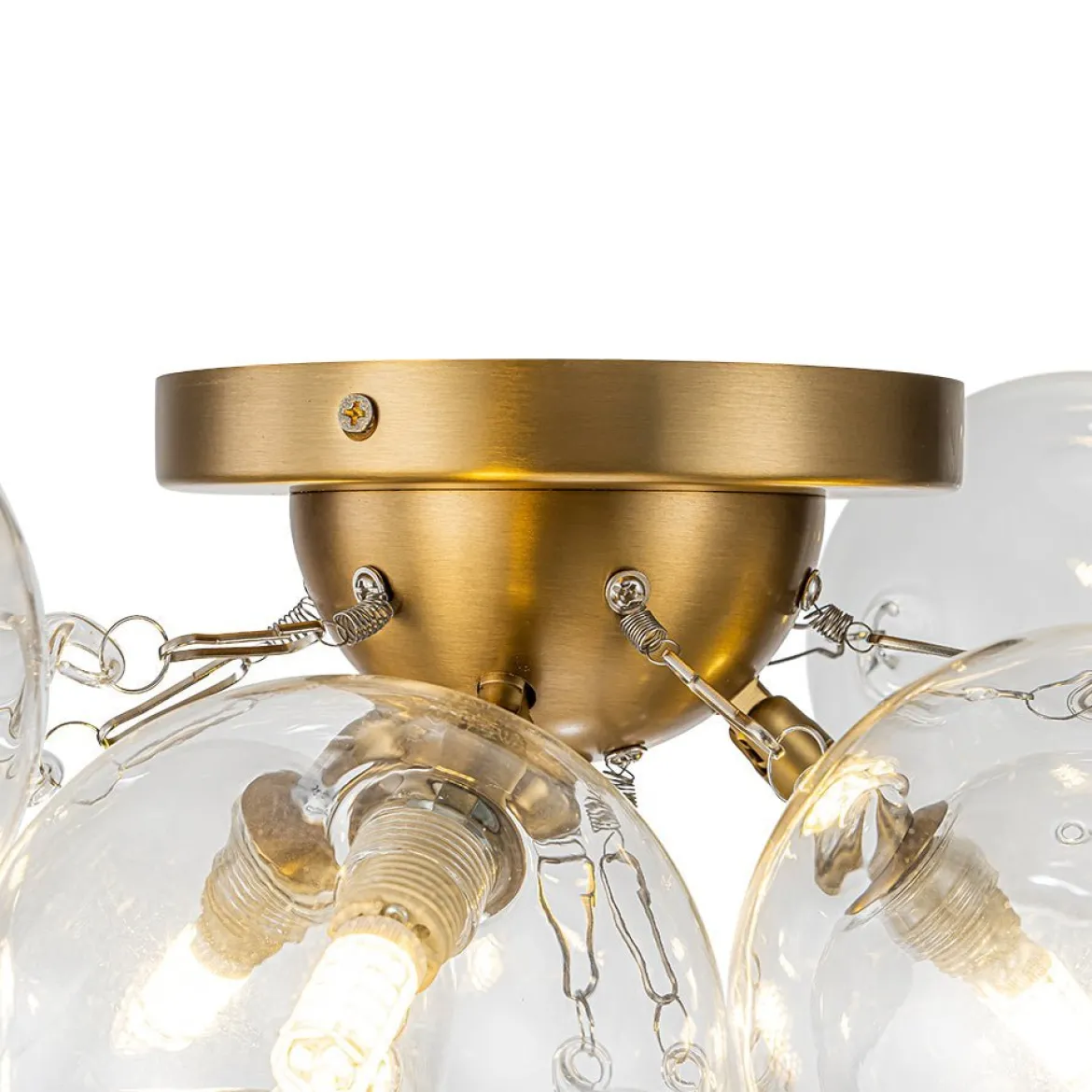 (OpenBox) 3-Light Brass Cluster Clear Glass Globe Bubble Ceiling Light