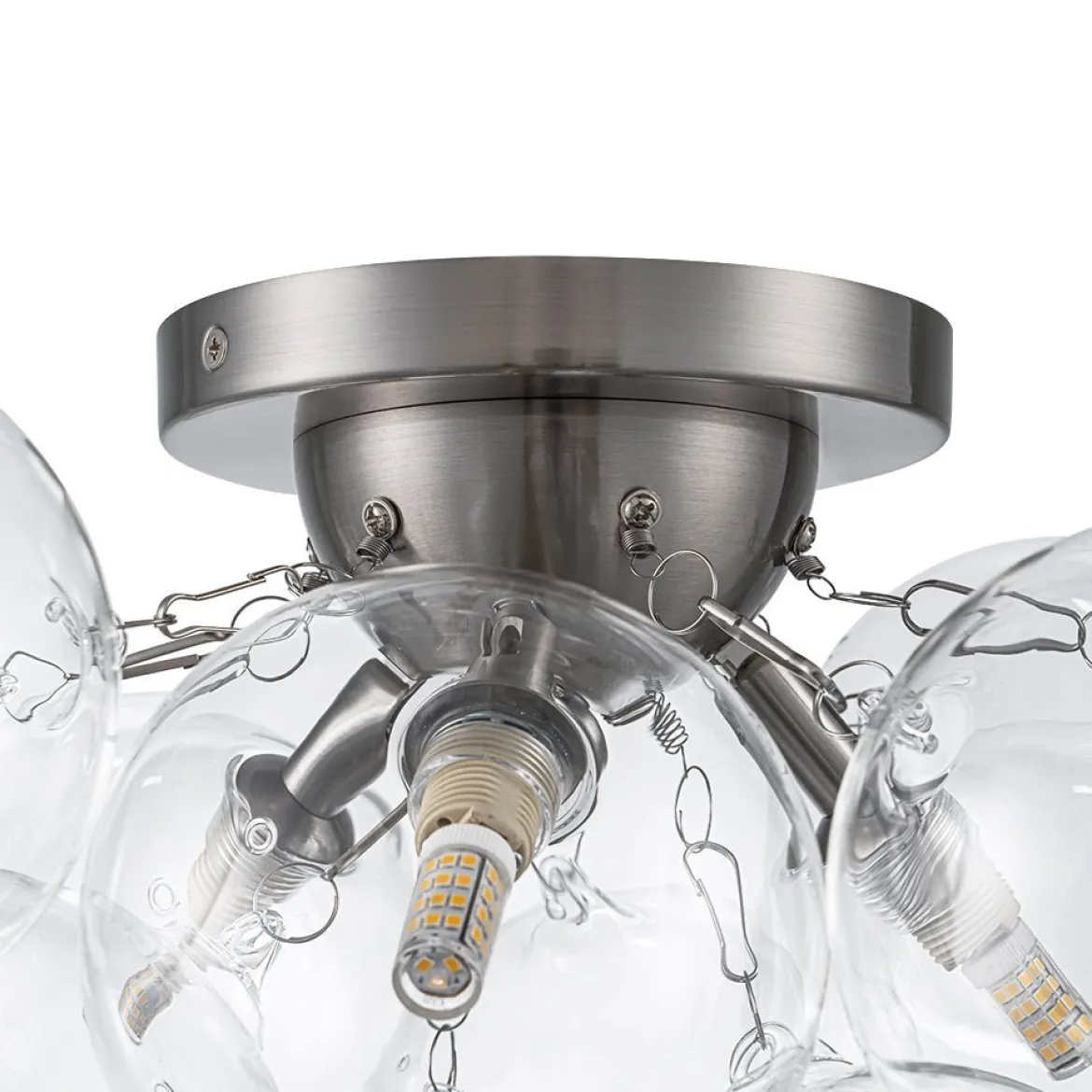 (OpenBox) 3-Light Brass Cluster Clear Glass Globe Bubble Ceiling Light