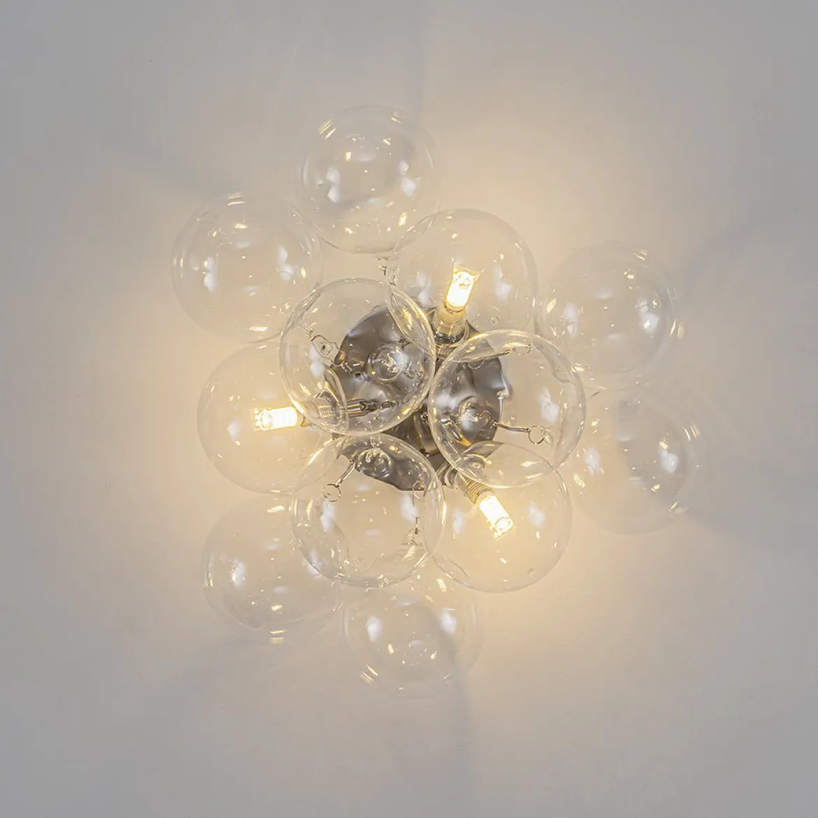 (OpenBox) 3-Light Brass Cluster Clear Glass Globe Bubble Ceiling Light