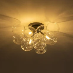 (OpenBox) 3-Light Brass Cluster Clear Glass Globe Bubble Ceiling Light
