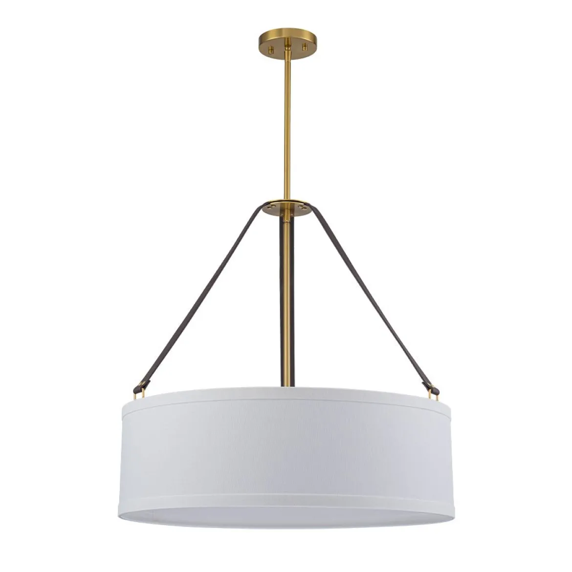 (OpenBox) 4-Light Brass White Linen Wide Drum Cage Pendant Light