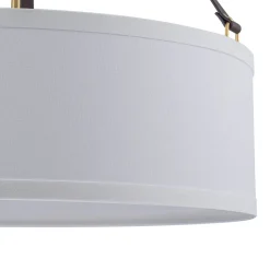 (OpenBox) 4-Light Brass White Linen Wide Drum Cage Pendant Light