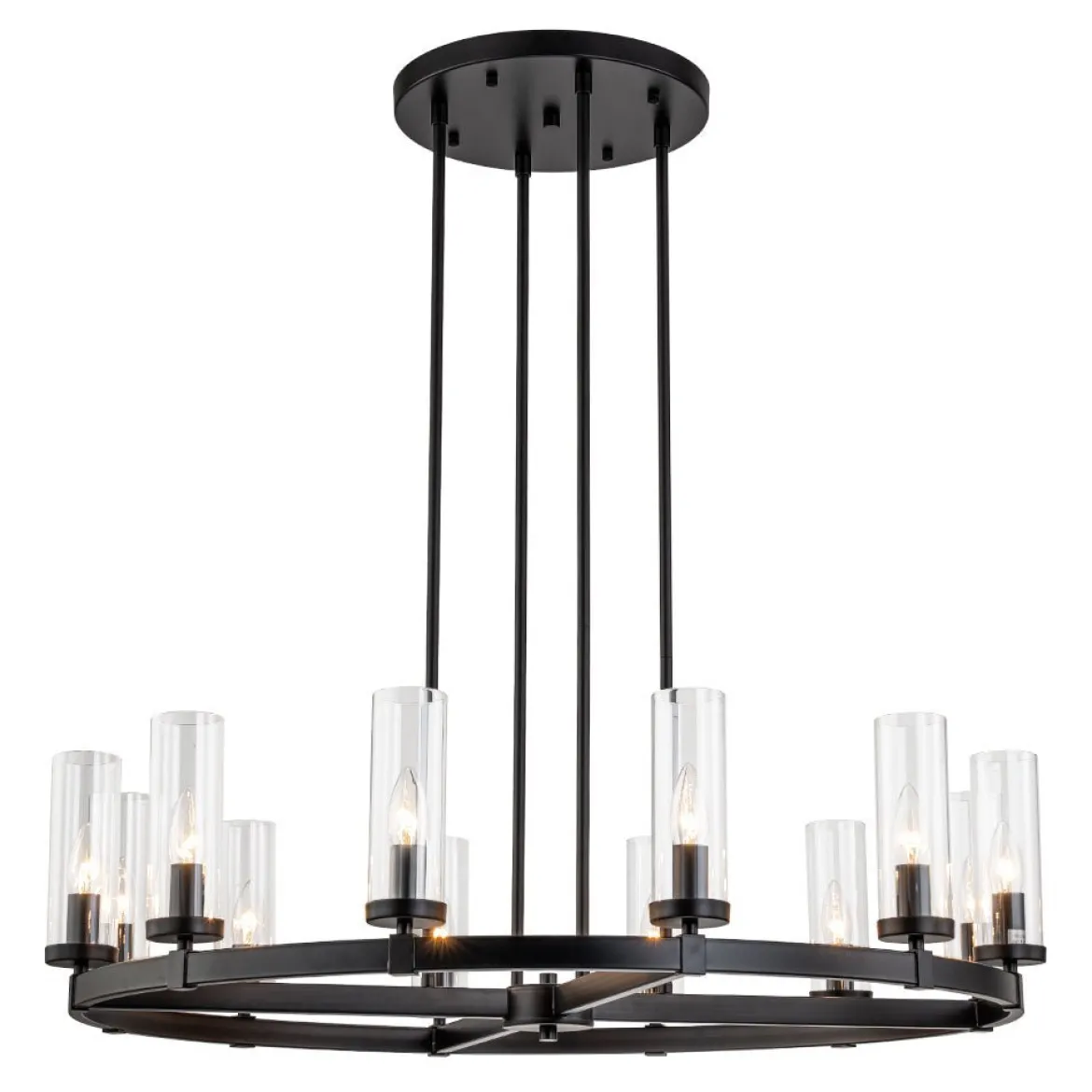 (OpenBox) 12-Light Clear Glass Shade Wagon Wheel Chandelier