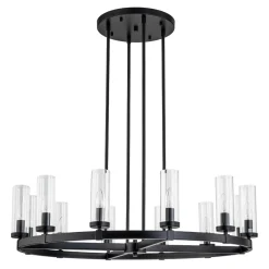 (OpenBox) 12-Light Clear Glass Shade Wagon Wheel Chandelier