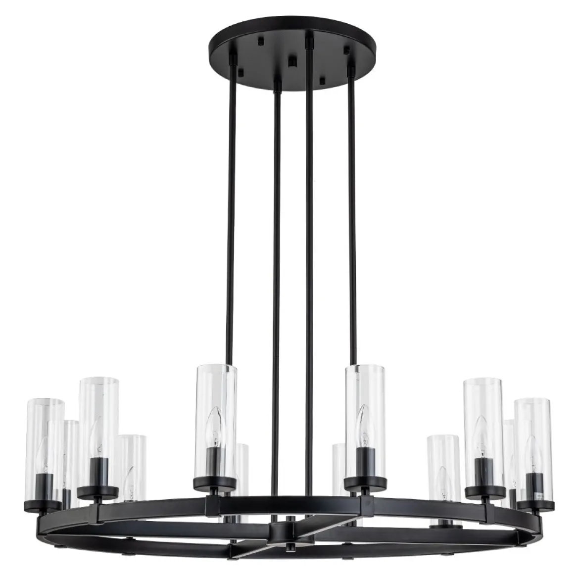 (OpenBox) 12-Light Clear Glass Shade Wagon Wheel Chandelier