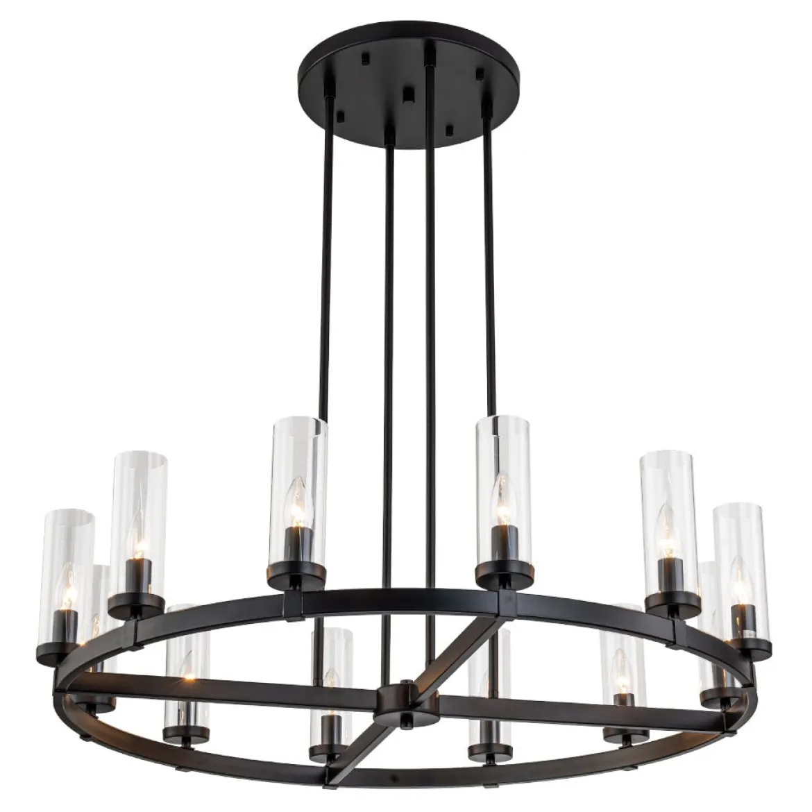 (OpenBox) 12-Light Clear Glass Shade Wagon Wheel Chandelier