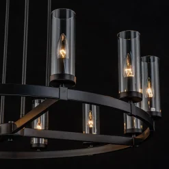 (OpenBox) 12-Light Clear Glass Shade Wagon Wheel Chandelier