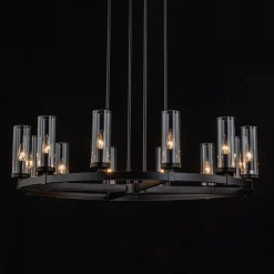 (OpenBox) 12-Light Clear Glass Shade Wagon Wheel Chandelier