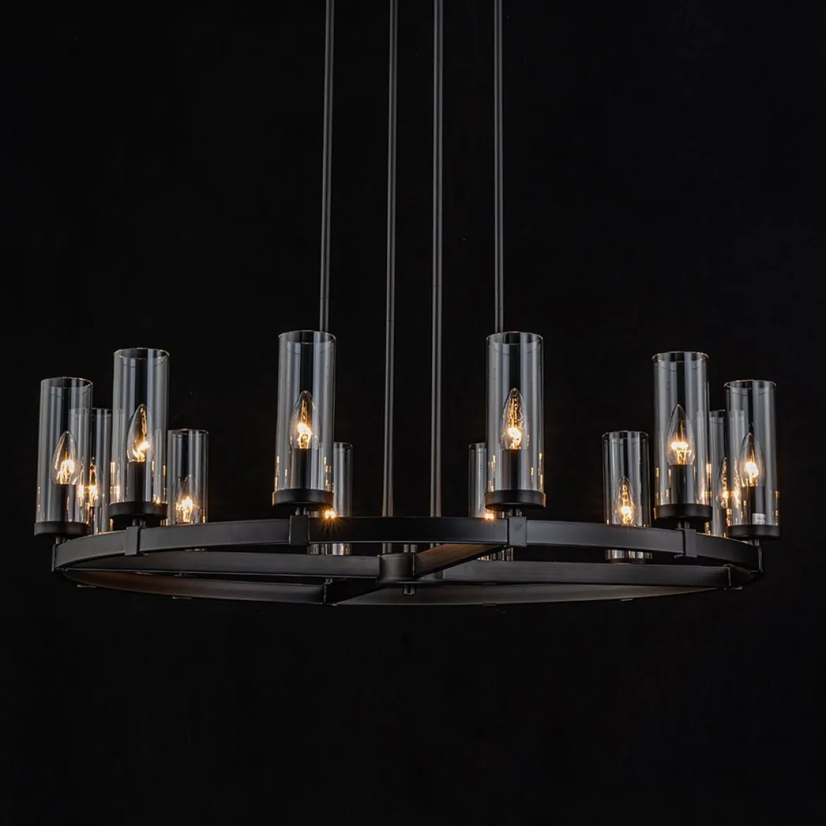 (OpenBox) 12-Light Clear Glass Shade Wagon Wheel Chandelier