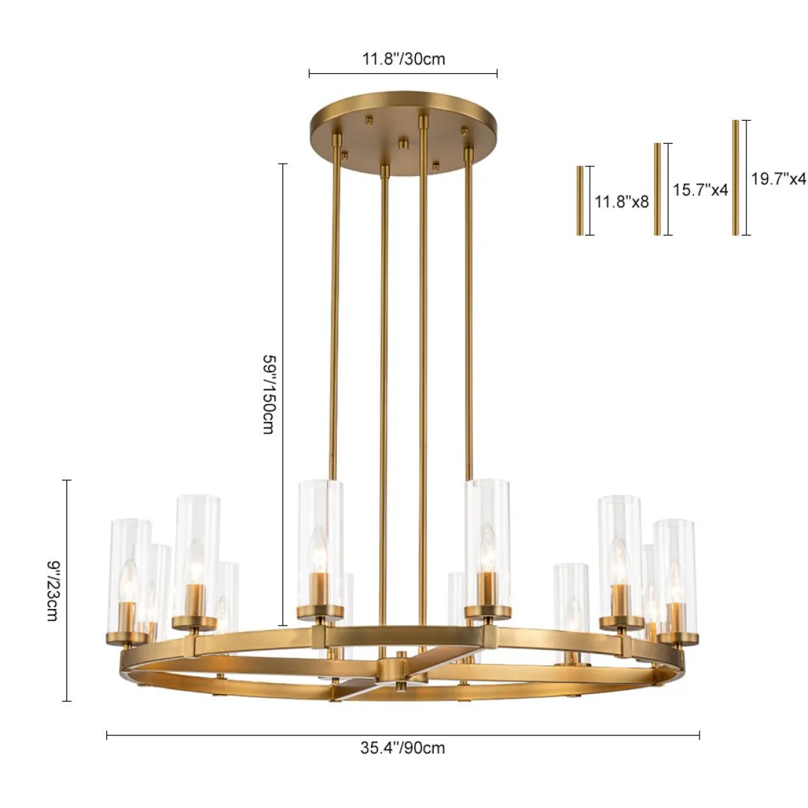 (OpenBox) 12-Light Clear Glass Shade Wagon Wheel Chandelier