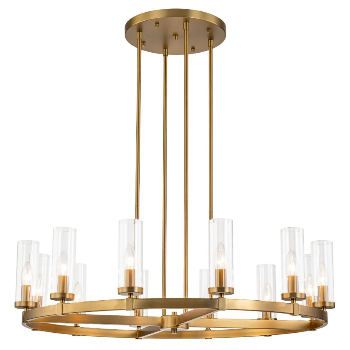 (OpenBox) 12-Light Clear Glass Shade Wagon Wheel Chandelier