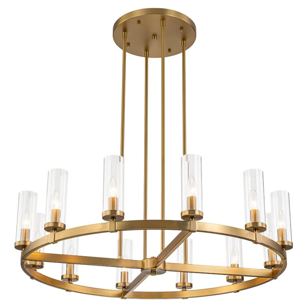 (OpenBox) 12-Light Clear Glass Shade Wagon Wheel Chandelier