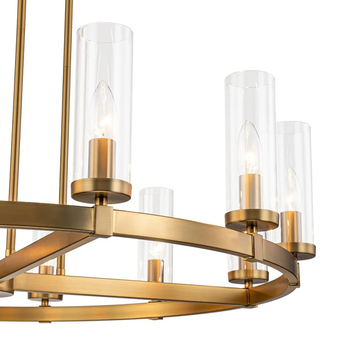 (OpenBox) 12-Light Clear Glass Shade Wagon Wheel Chandelier