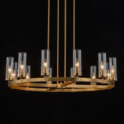 (OpenBox) 12-Light Clear Glass Shade Wagon Wheel Chandelier