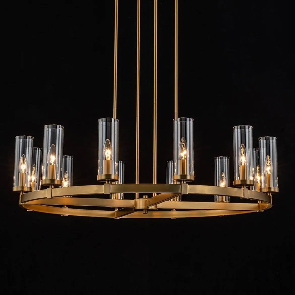 (OpenBox) 12-Light Clear Glass Shade Wagon Wheel Chandelier