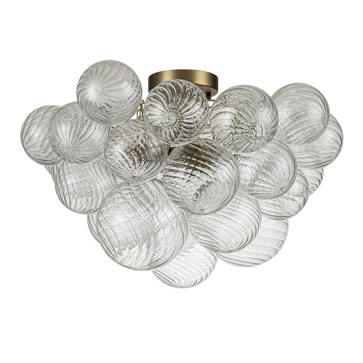 (OpenBox) 3-Light Cluster Ribbed Glass Bubble Semi Flush Chandelier