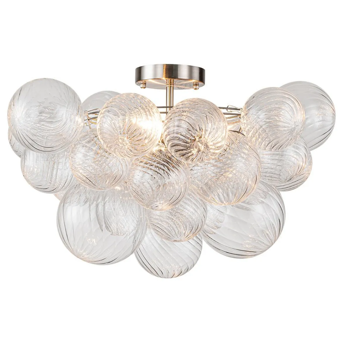 (OpenBox) 3-Light Cluster Ribbed Glass Bubble Semi Flush Chandelier