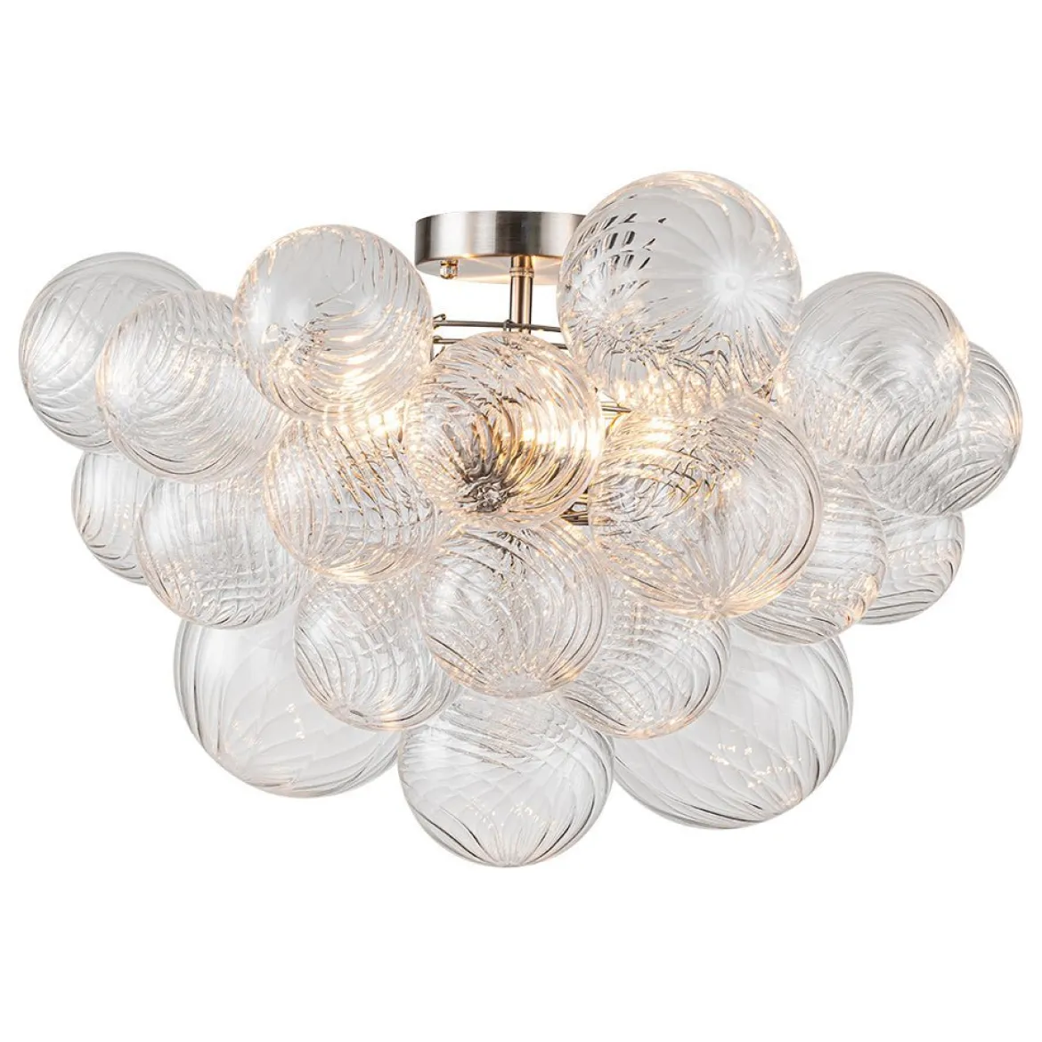 (OpenBox) 3-Light Cluster Ribbed Glass Bubble Semi Flush Chandelier
