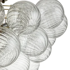 (OpenBox) 3-Light Cluster Ribbed Glass Bubble Semi Flush Chandelier