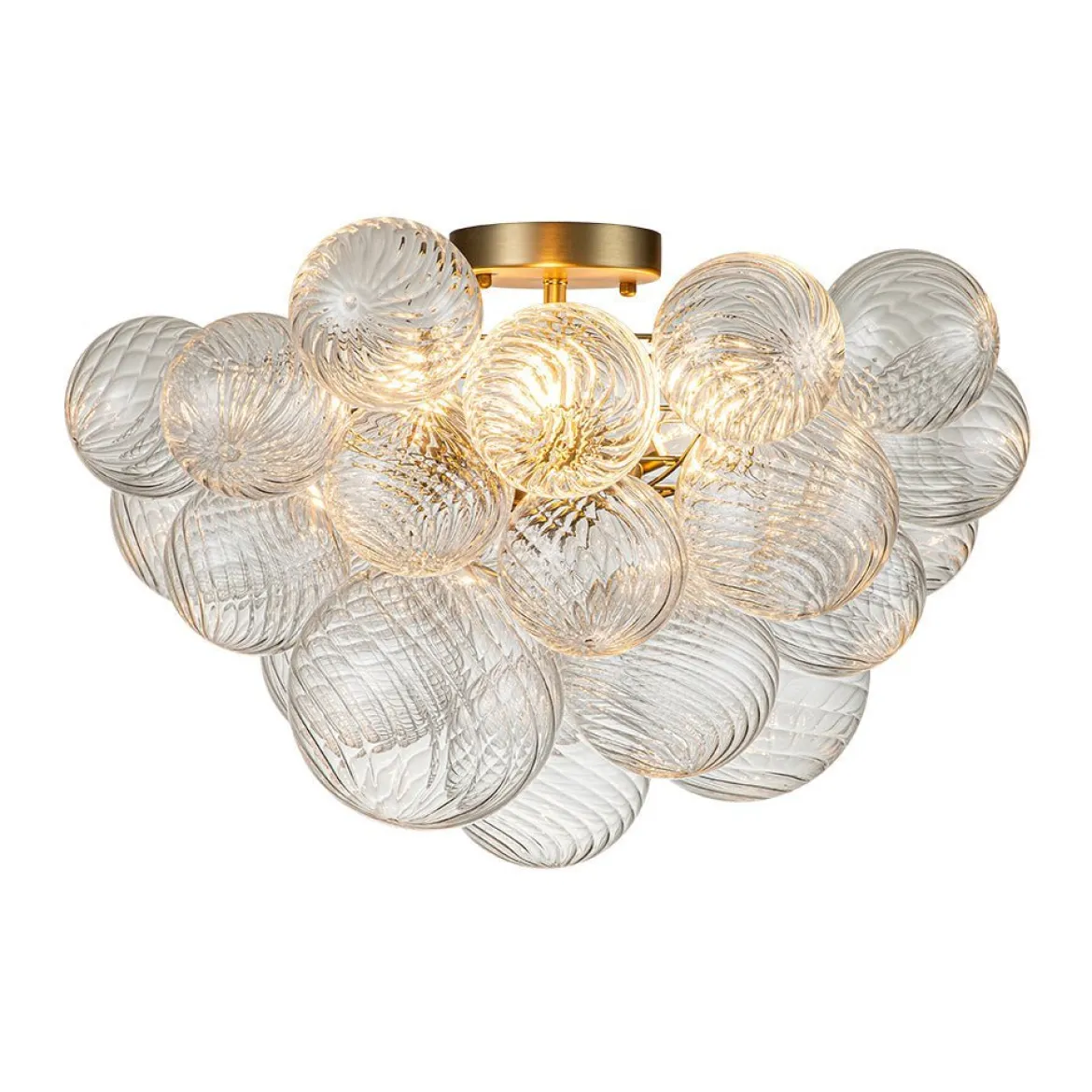 (OpenBox) 3-Light Cluster Ribbed Glass Bubble Semi Flush Chandelier