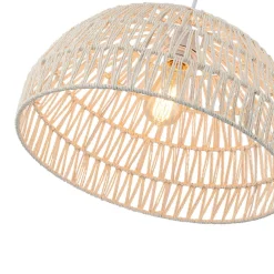 (OpenBox) 1-Light Coastal Bohemian Woven Rope Dome Pendant