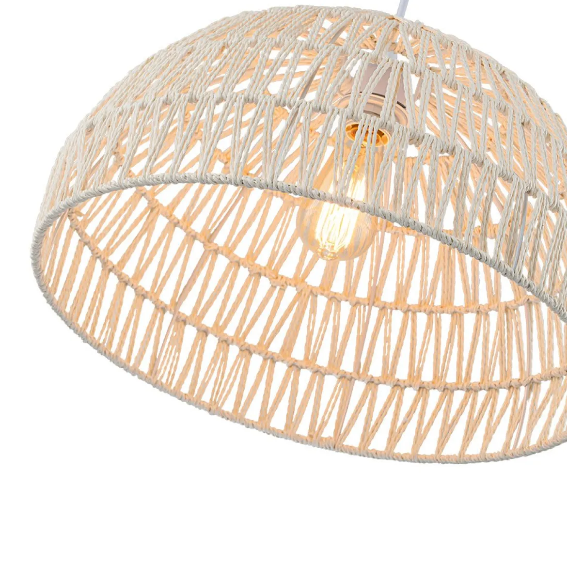 (OpenBox) 1-Light Coastal Bohemian Woven Rope Dome Pendant